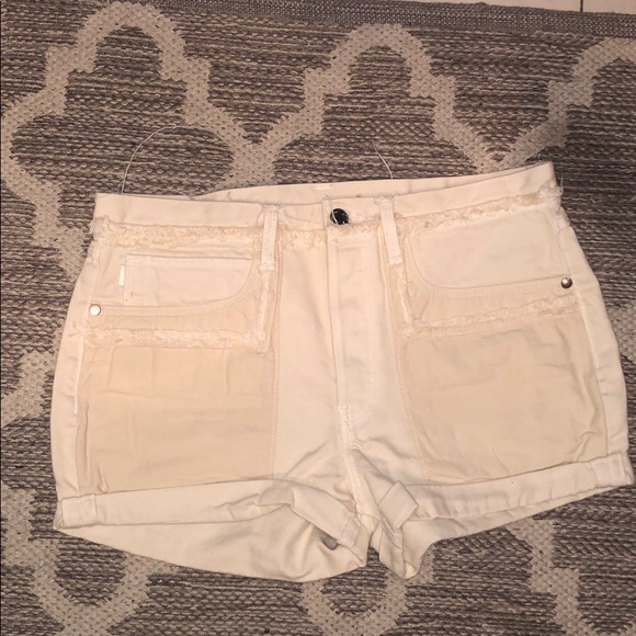 Helmut Lang sz 28 high waisted beige denim shorts